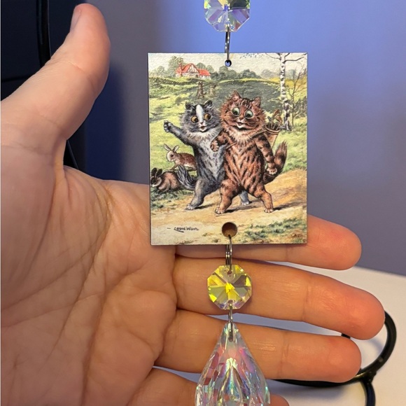 Louis wain tabby cat Christmas ornament, Louis wain tabby cat Suncatcher decor - Picture 5 of 9